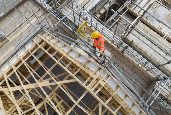 Aerial view of construction work UK