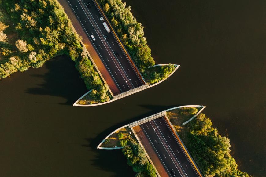 Bridge connecting over water