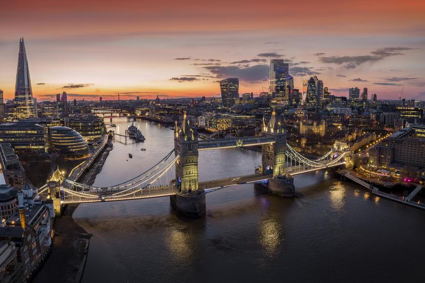London Skyline at night over the Thames